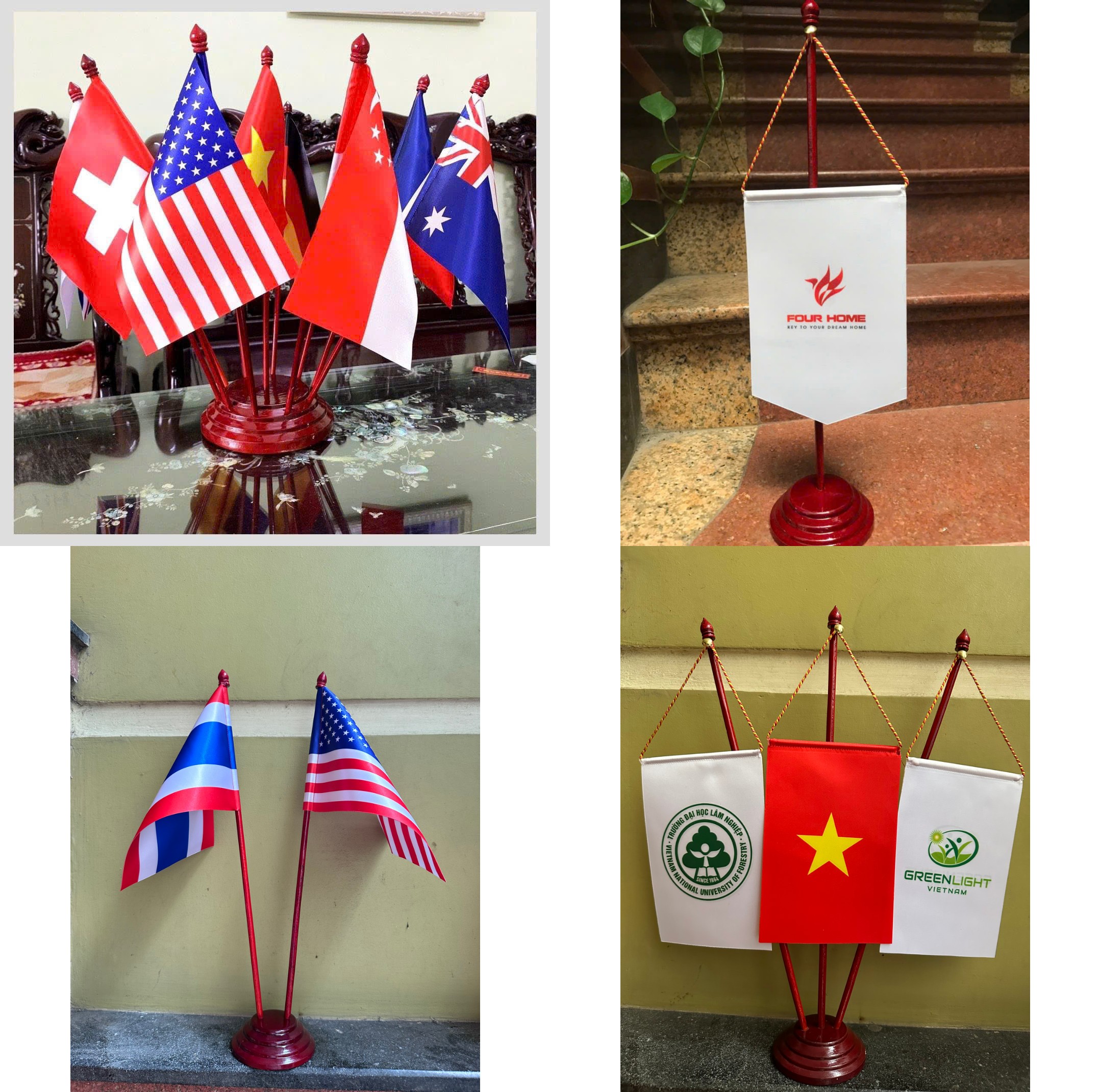 Mua Cờ Để Bàn Làm Việc Tại Hà Nội - INCONI 6 Cờ để bàn đế gỗ