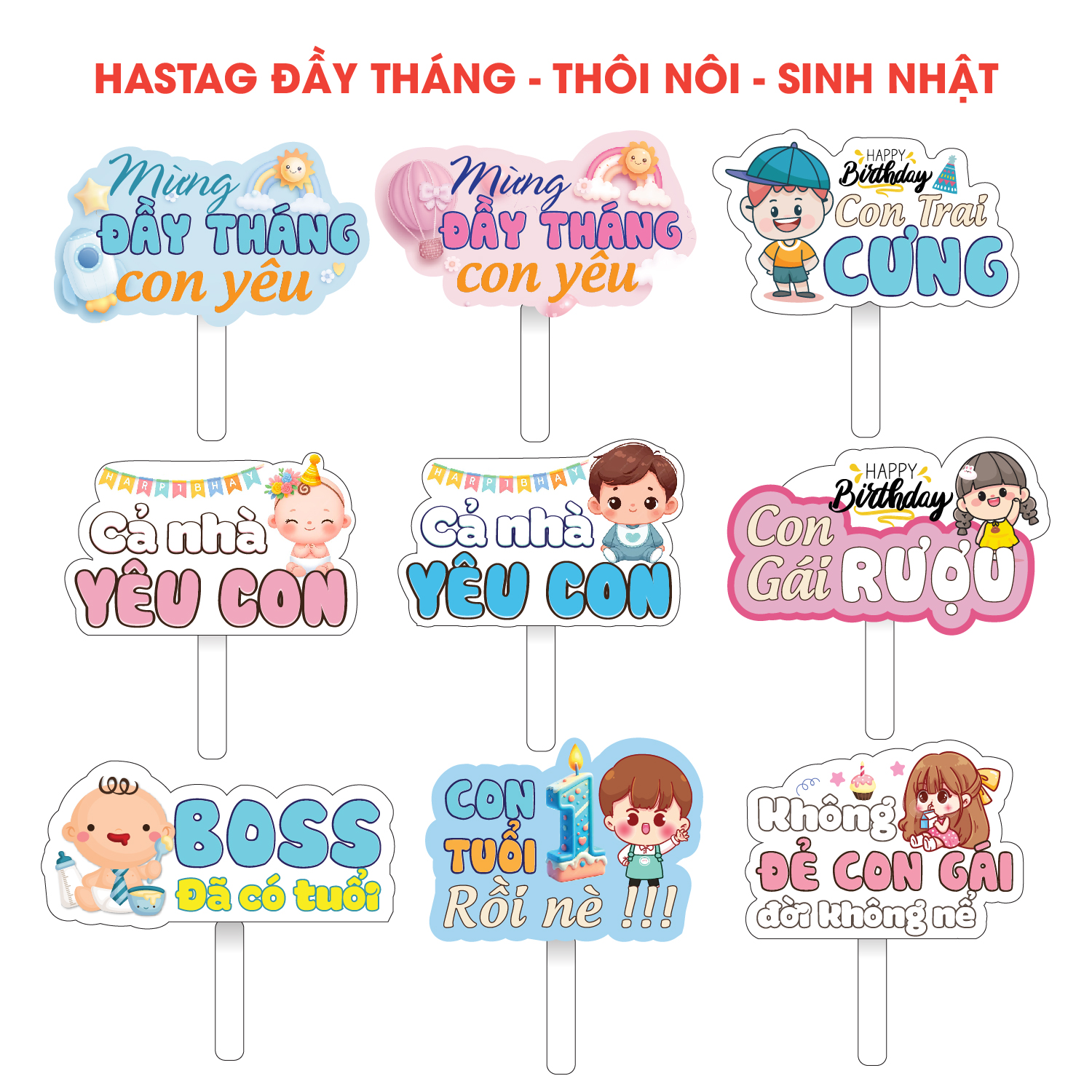Hashtag Cầm Tay Đầy Tháng - INCONI Giá Rẻ Tại Hà Nội 5 Hashtag cầm tay đầy tháng - INCONI